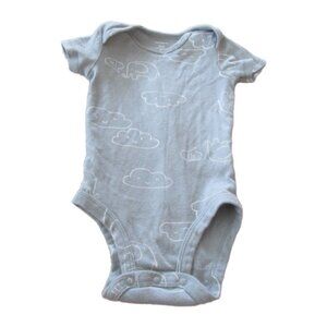 Carters One Piece Bodysuit Infant Boys‎ 6M Gray Cloud Elephant Short Sleeve Snap